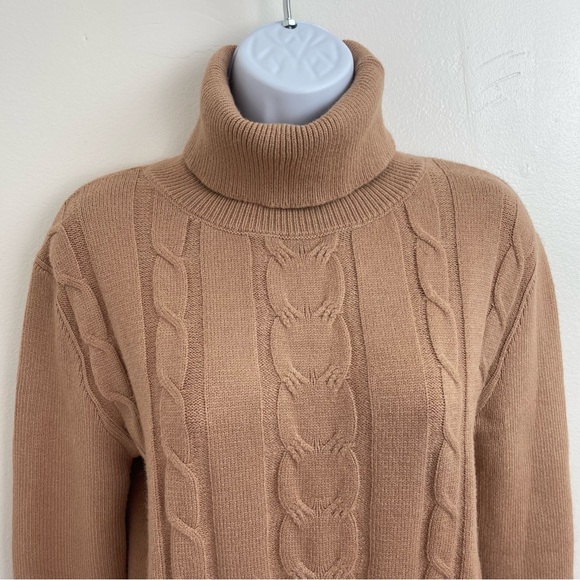 GeGekoko Women Long Sleeve Turtleneck Chunky Knitted Pullover Viscose S  Apricot - Picture 3 of 9